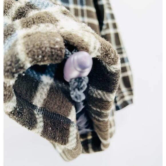 Fieldmaster Brown Plaid Flannel Fleece Quarter Zip Pullover Men's Size Large - Picture 7 of 8